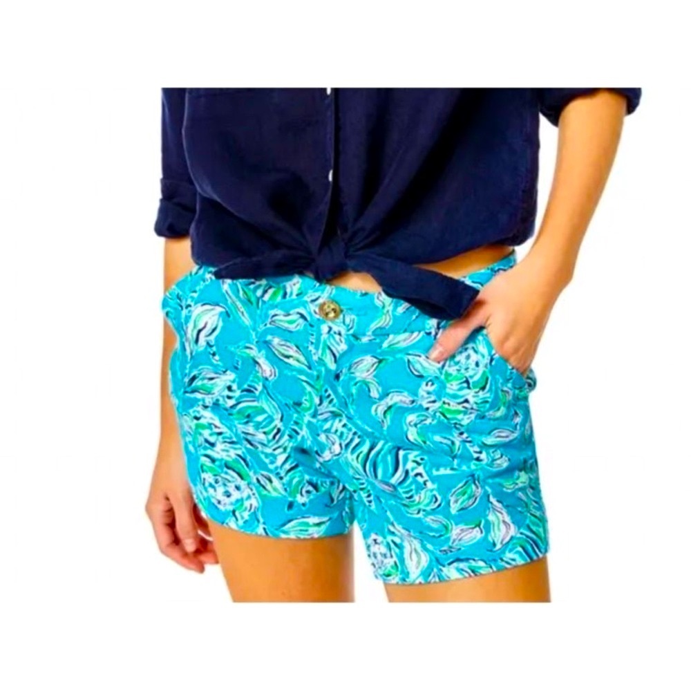NWT Lilly Pulitzer Callahan Knit Shorts Turquoise Oasis Outta Line sz 16 NEW